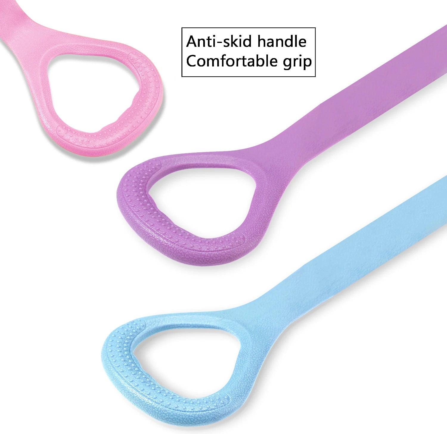 Three pairs of scissors with anti-skid handles on a white background
