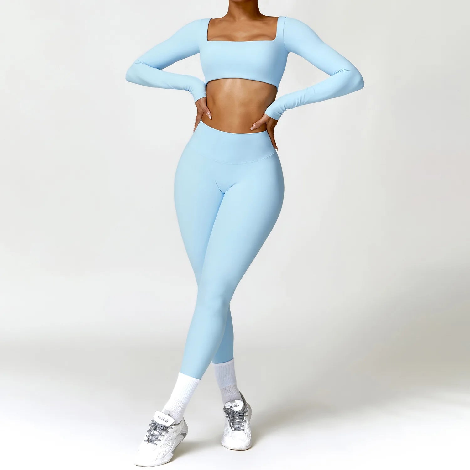 Piece Seamless Yoga Set | Long Sleeve Top + Leggings | Quick-Dry Workout Outfit