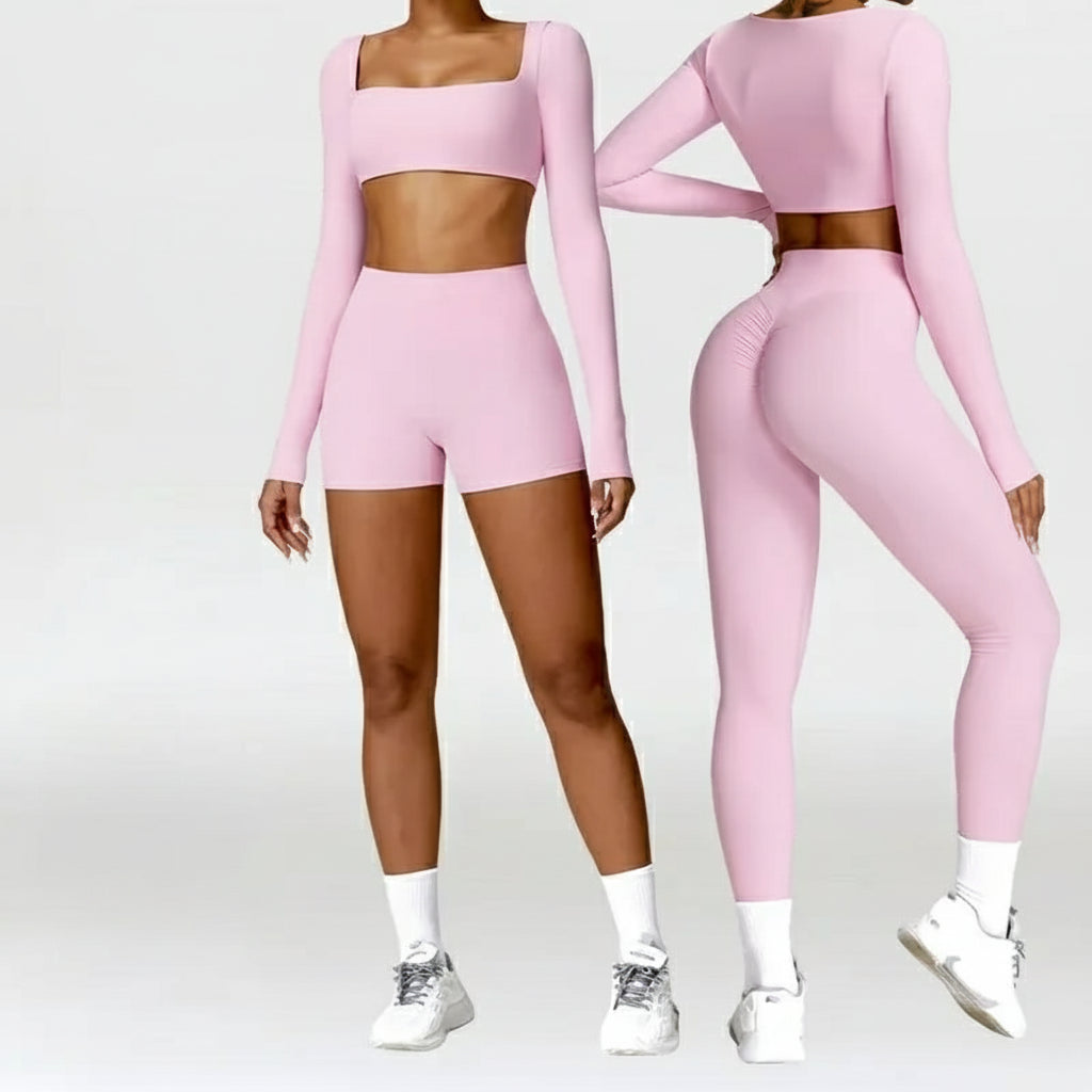 Piece Seamless Yoga Set | Long Sleeve Top + Leggings | Quick-Dry Workout Outfit