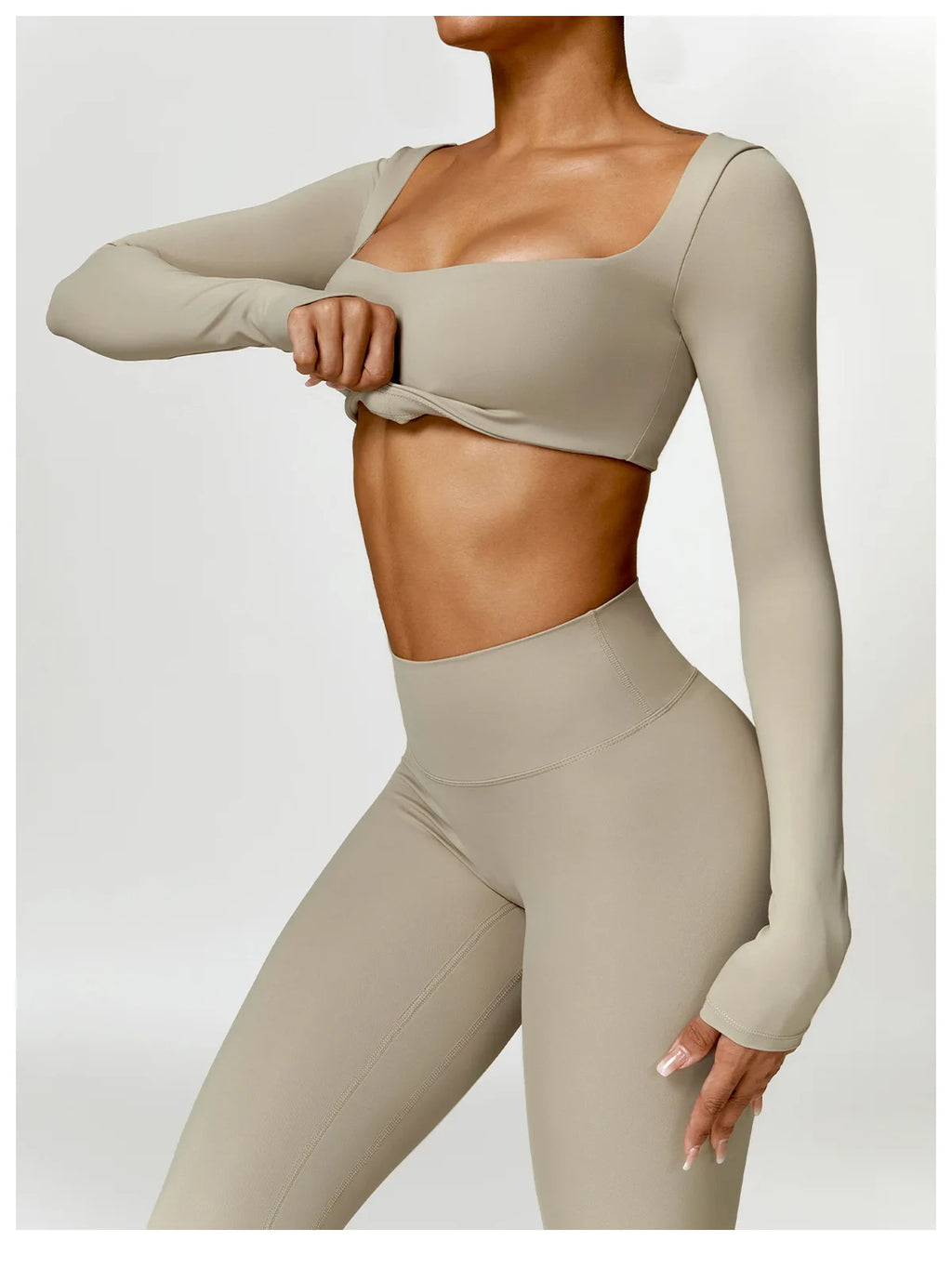 Piece Seamless Yoga Set | Long Sleeve Top + Leggings | Quick-Dry Workout Outfit