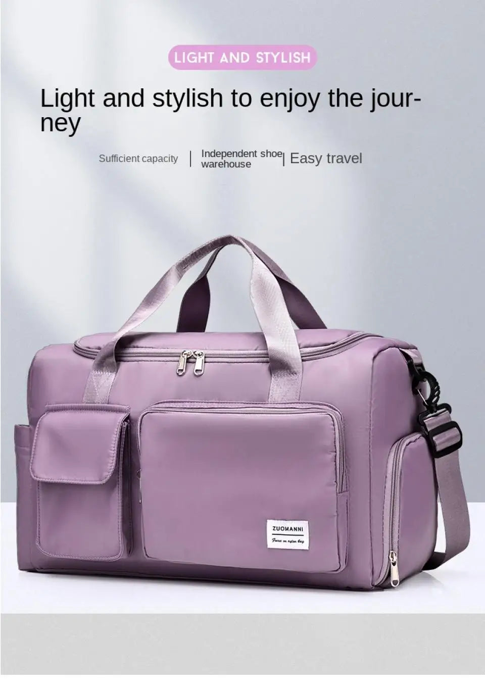 Large Capacity Weekender Travel Bag for Women | Carry-On Duffle with Shoe Compartment