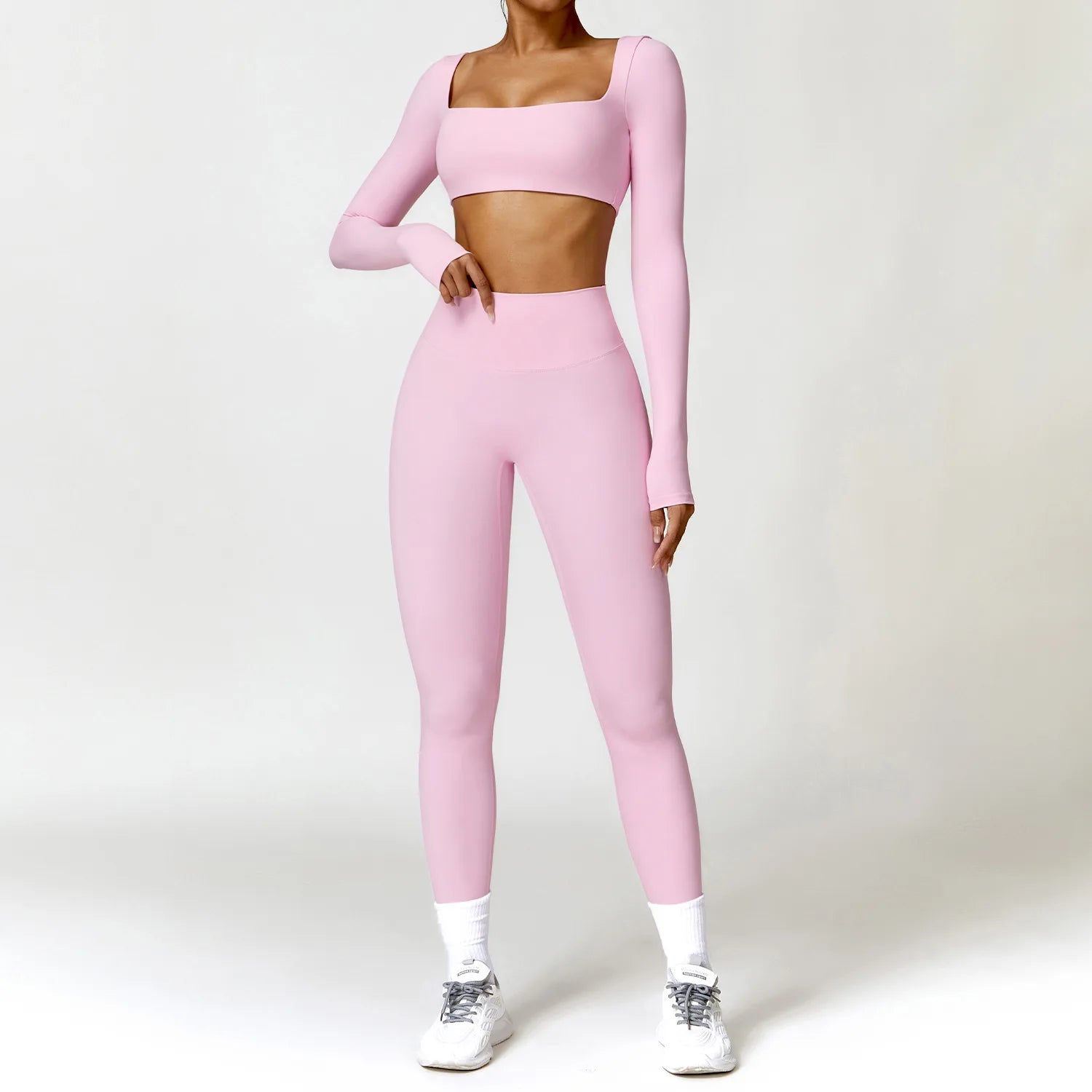 Piece Seamless Yoga Set | Long Sleeve Top + Leggings | Quick-Dry Workout Outfit