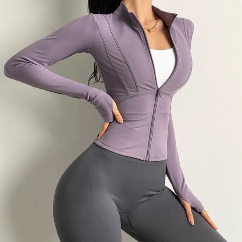 Women’s Seamless Long-Sleeve Yoga Jacket | Professional Training & Running Top
