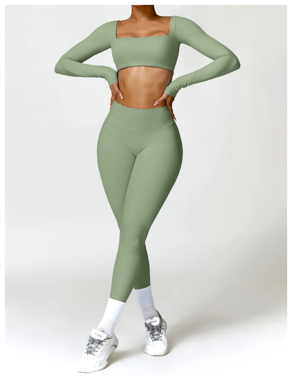 Piece Seamless Yoga Set | Long Sleeve Top + Leggings | Quick-Dry Workout Outfit