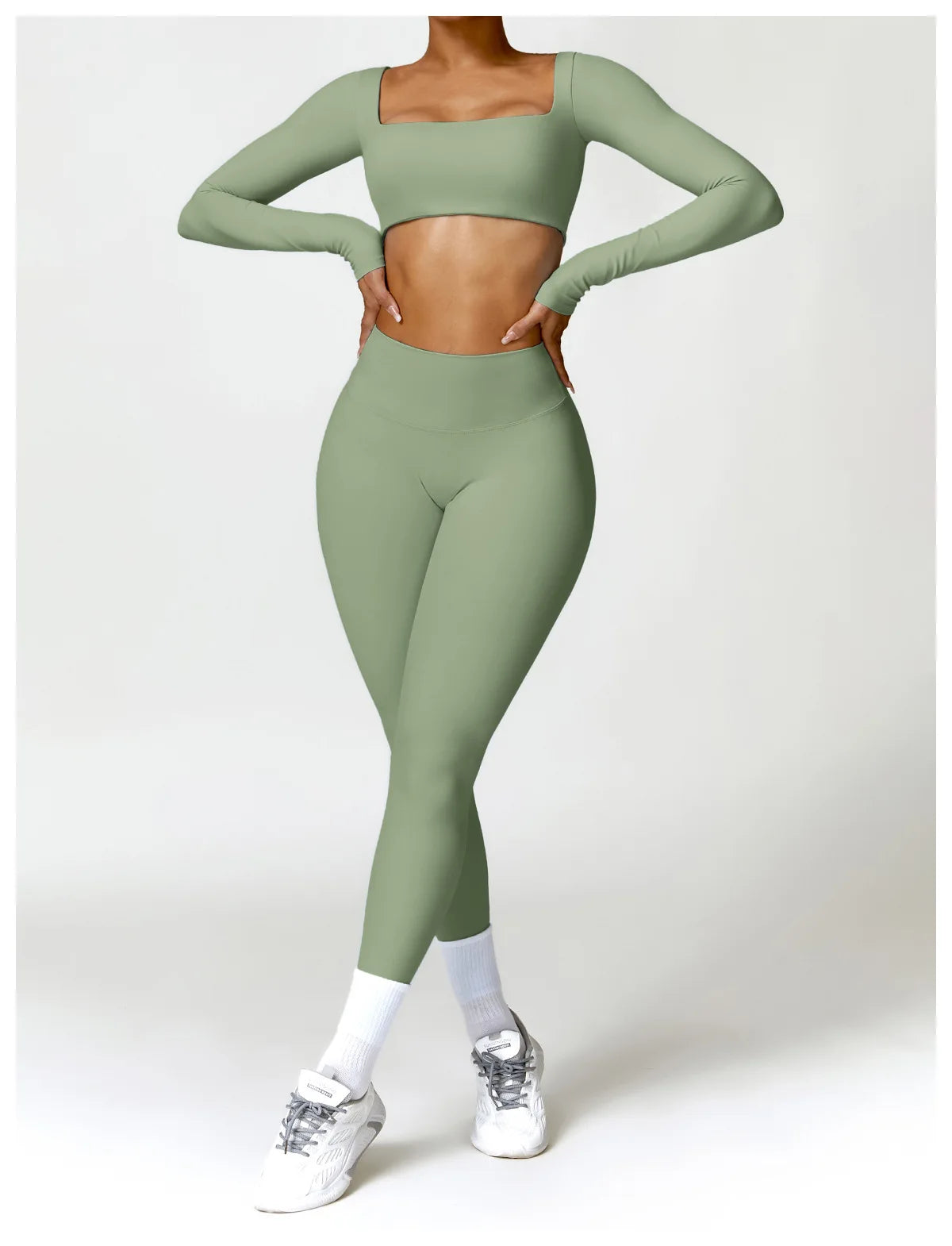 Piece Seamless Yoga Set | Long Sleeve Top + Leggings | Quick-Dry Workout Outfit