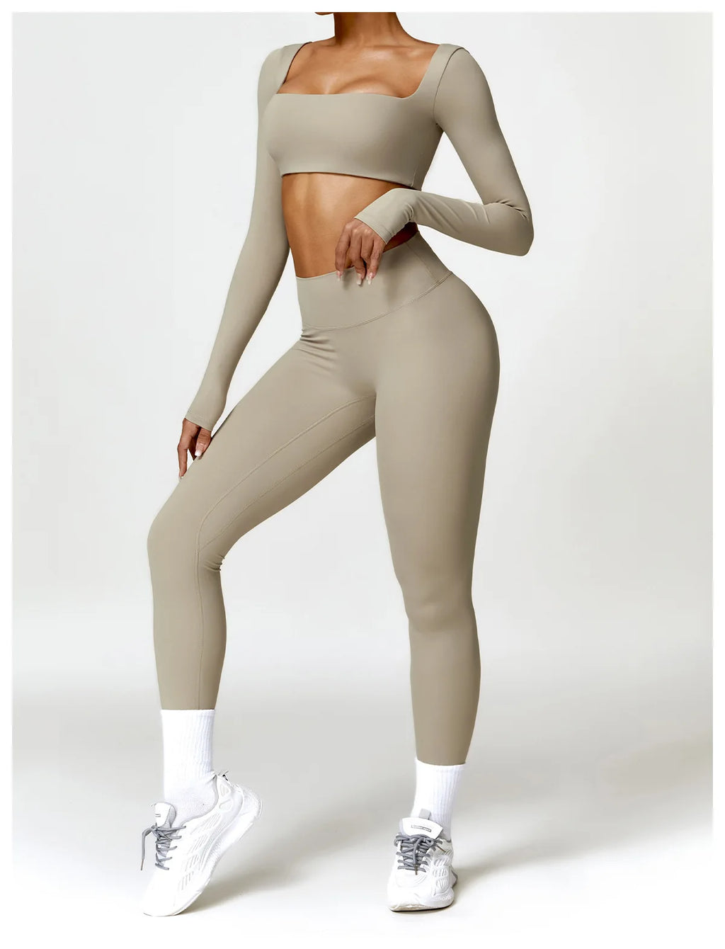 Piece Seamless Yoga Set | Long Sleeve Top + Leggings | Quick-Dry Workout Outfit