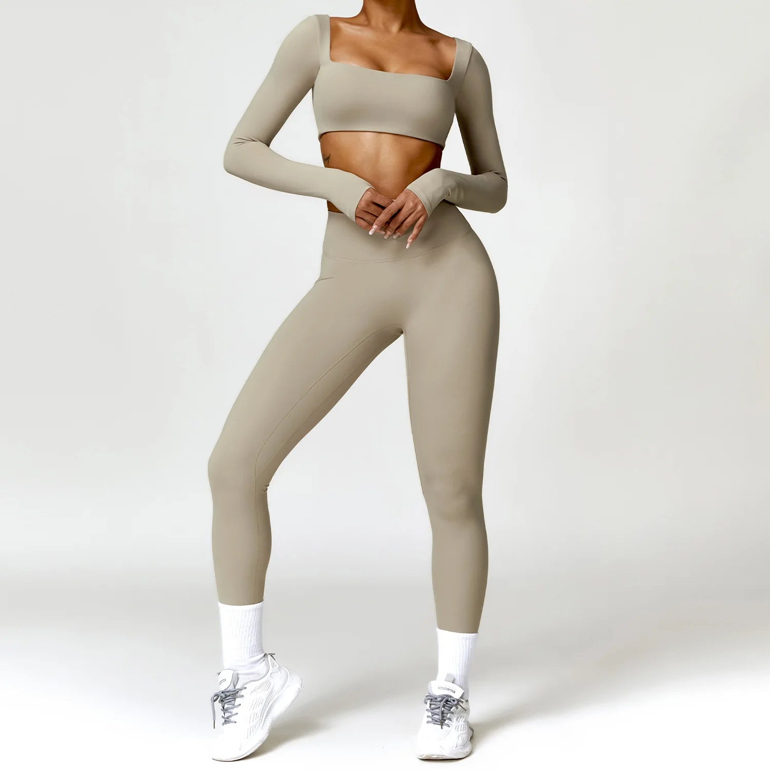Piece Seamless Yoga Set | Long Sleeve Top + Leggings | Quick-Dry Workout Outfit