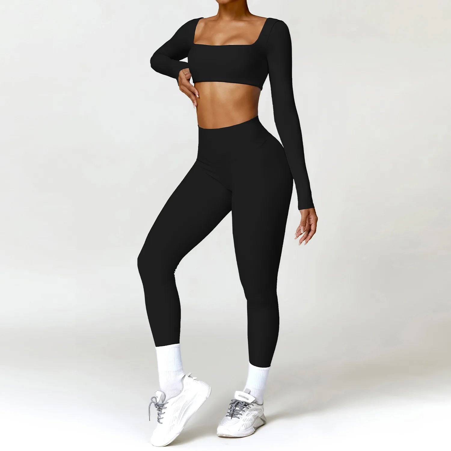 Piece Seamless Yoga Set | Long Sleeve Top + Leggings | Quick-Dry Workout Outfit
