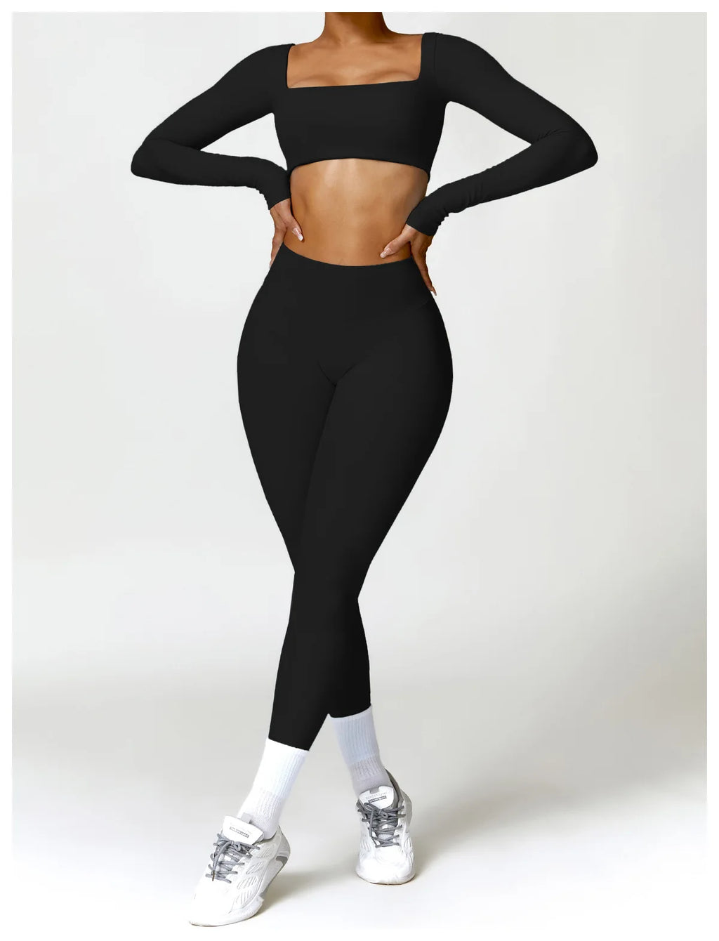Piece Seamless Yoga Set | Long Sleeve Top + Leggings | Quick-Dry Workout Outfit