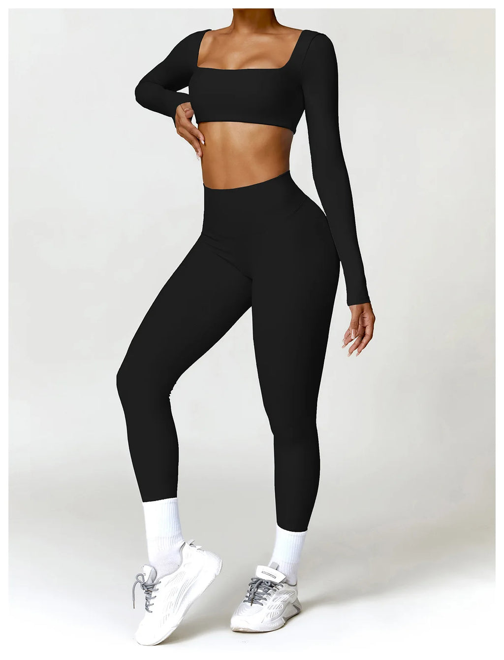 Piece Seamless Yoga Set | Long Sleeve Top + Leggings | Quick-Dry Workout Outfit