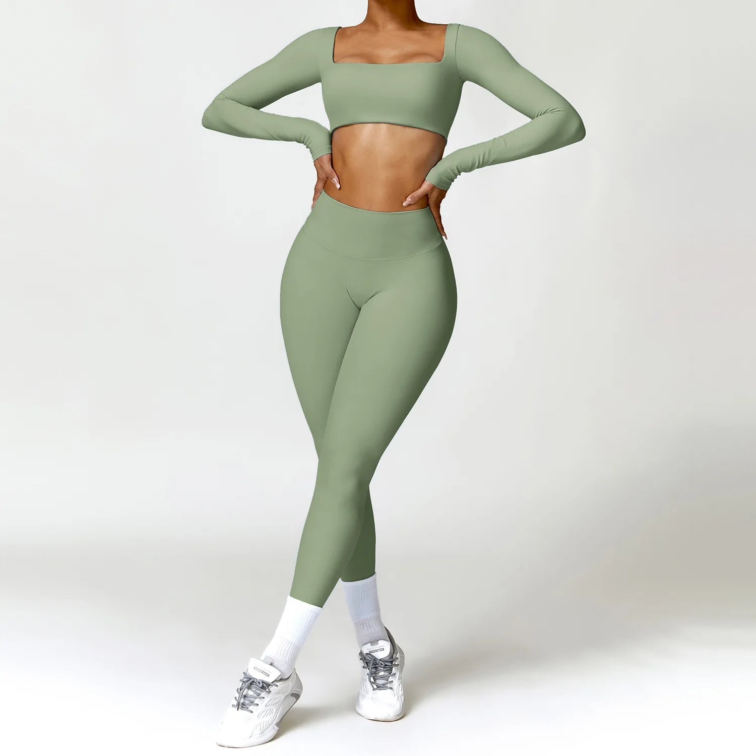 Piece Seamless Yoga Set | Long Sleeve Top + Leggings | Quick-Dry Workout Outfit